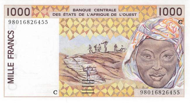 Burkina Faso p311CI 1000 Francs 1998